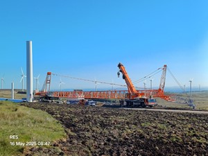 Turbine erection with crane